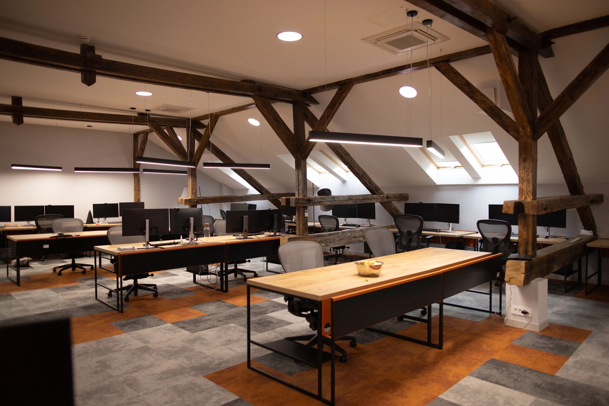 Clean contemporary office workspace after renovation