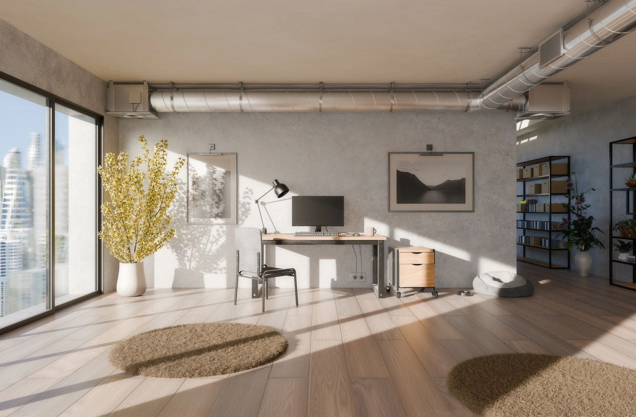 Bright renovated interior with clean modern finishes