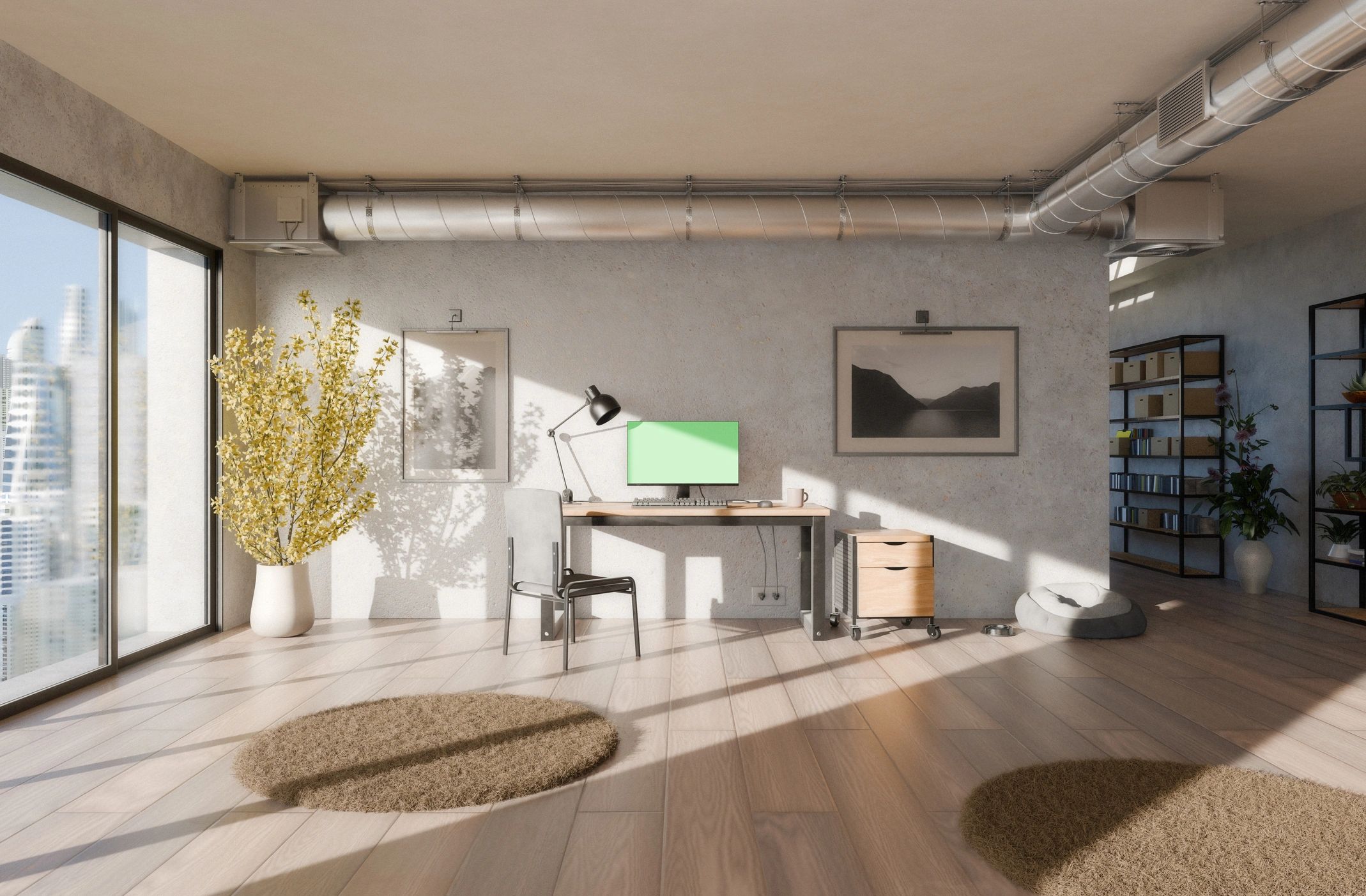 Bright renovated workspace with modern finishes